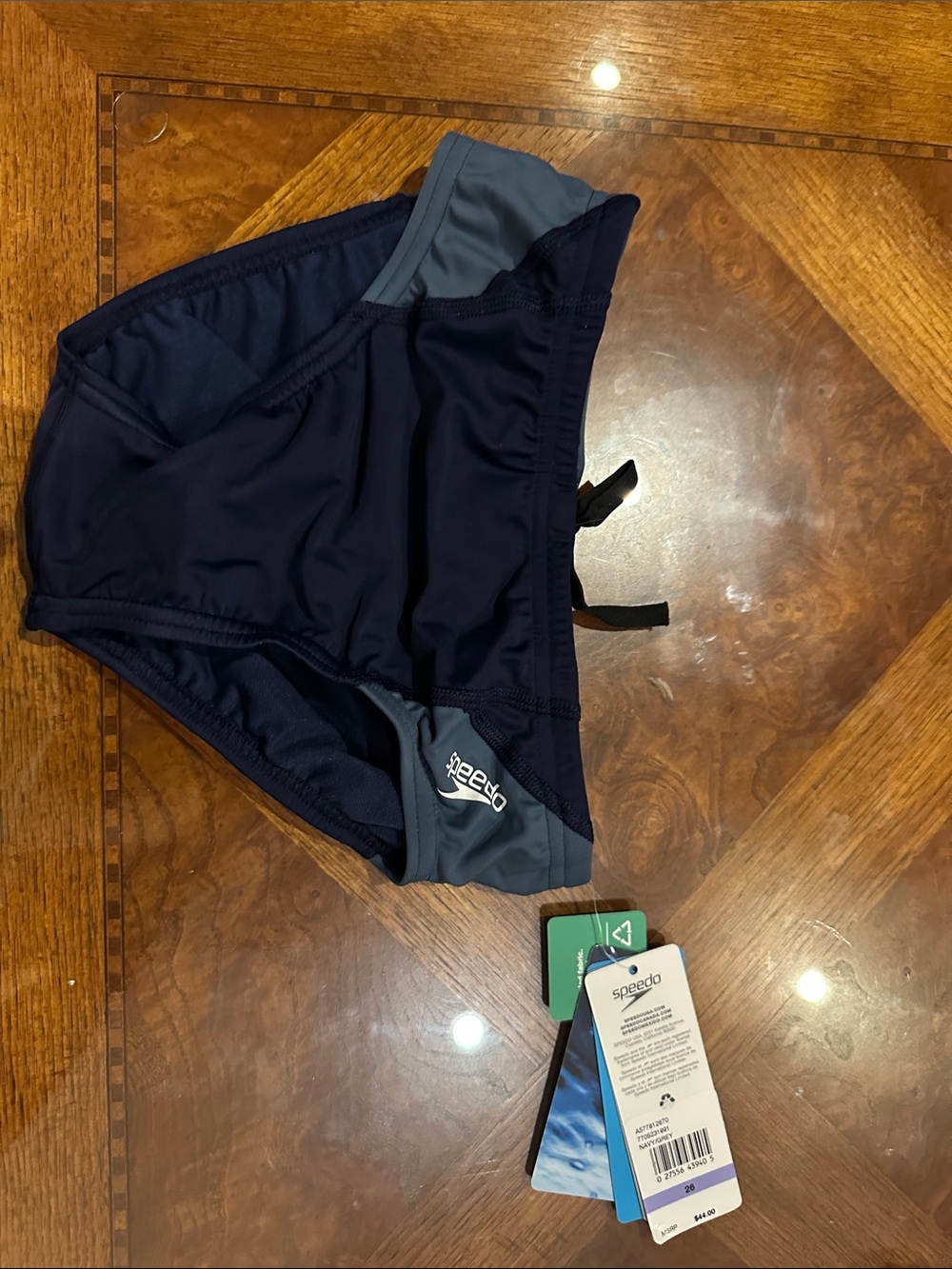 Speedo Men's Navy and Gray Swim Briefs
